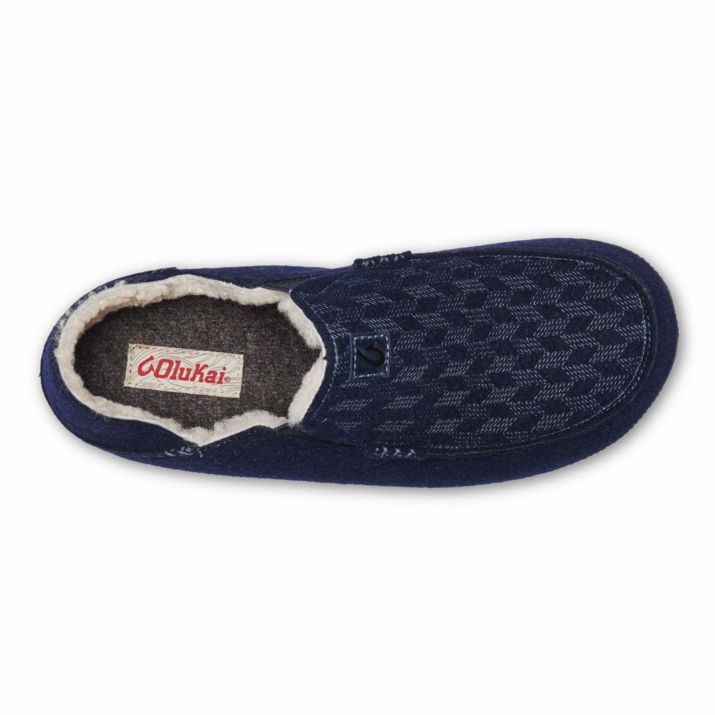 Olukai Men's Moloa Kilohana Slipper - Trench Blue US803-459